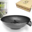 12" Spill Bowl Catch Basin for Rain Chain Anchoring & Stake | Rainwater Collection for Roof Gutter Downspout | Good For Water Fountain & Birdbath | Black | Works with Rainchain | Handles Heavy Rain