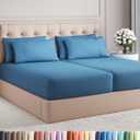 Split King 7 Piece Sheet Set - Comfy Breathable & Cooling - Soft Hotel Luxury Bedding Set with 8-16 Inch Deep Pockets - 1 Flat & 2 Fitted Sheet & 4 Pillowcases - Wrinkle Free & Easy Care - Denim Blue