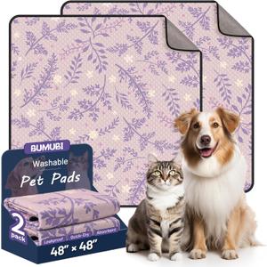 Washable Dog Pee Pads - Absorbent Reusable Puppy Training Pads, Waterproof Leak - Proof & Non - Slip for Crate Whelping Potty Training 48x48 (Pack of 2)