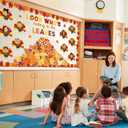 Containlol Fall Thanksgiving Bulletin Board Set Autumn Harvest Classroom Decorations Cutout for Door Wall School Supplies(Colorful,Small Turkey)