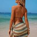 ZAFUL 3 Piece Swimsuits for Women Halter Triangle String Bikini Tie Side Bottoms with Sarong Coverups (M)
