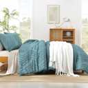 Litanika Grayish Teal Queen Size Comforter Sets, 3 Pieces Lightweight Chevron Tufted Bedding Comforter Set, Fluffy Down Alternative Comforter Bed Set Gift Choice (90x90In Comforter and 2 Pillowcases)
