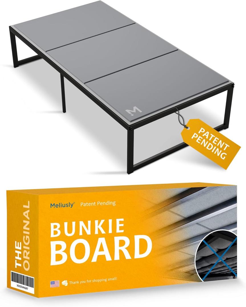 Meliusly Heavy Duty 10mm Bunkie Board Twin Size (38x75'') Patent Pending Low Profile Bed Board Design - Breathable, Noise Minimizing, Moisture Resistant Bunkieboards, Low Profile Bed Support