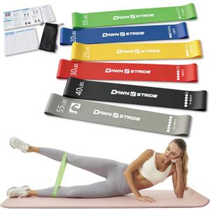 6-Levels Resistance Exercise Loop Bands Set  Elastic Workout Bands for Yoga, Strength Training, Physical Therapy  Guide, Fitness Card & Carry Bag
