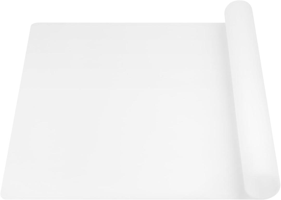 Silicone Mat for Kitchen Counter - Cuttte 23.62" x 15.75" Large Heat Resistant Mats for Countertop, Anti-slip Quartz Countertop Protector for Air Fryers Coffee Pots(White Translucent)