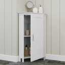 RiverRidge Somerset Corner Floor Bathroom Cabinet with Adjustable Shelf, Satin/Mirror Handles, Painted MDF, Maximizes Space in Small Bathrooms, 20.5" W x 14.5" D x 32" H, One Size