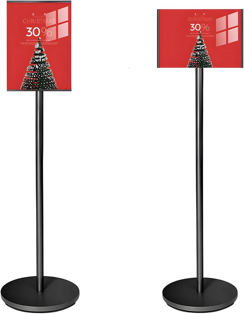 Adjustable Pedestal Floor Standing Sign Holder Stand,Outdoor Indoor Standing Display Poster Holder Stand For Businesses, Advertising,Menu,Guide signs A4(8.3x11.7in)-Black