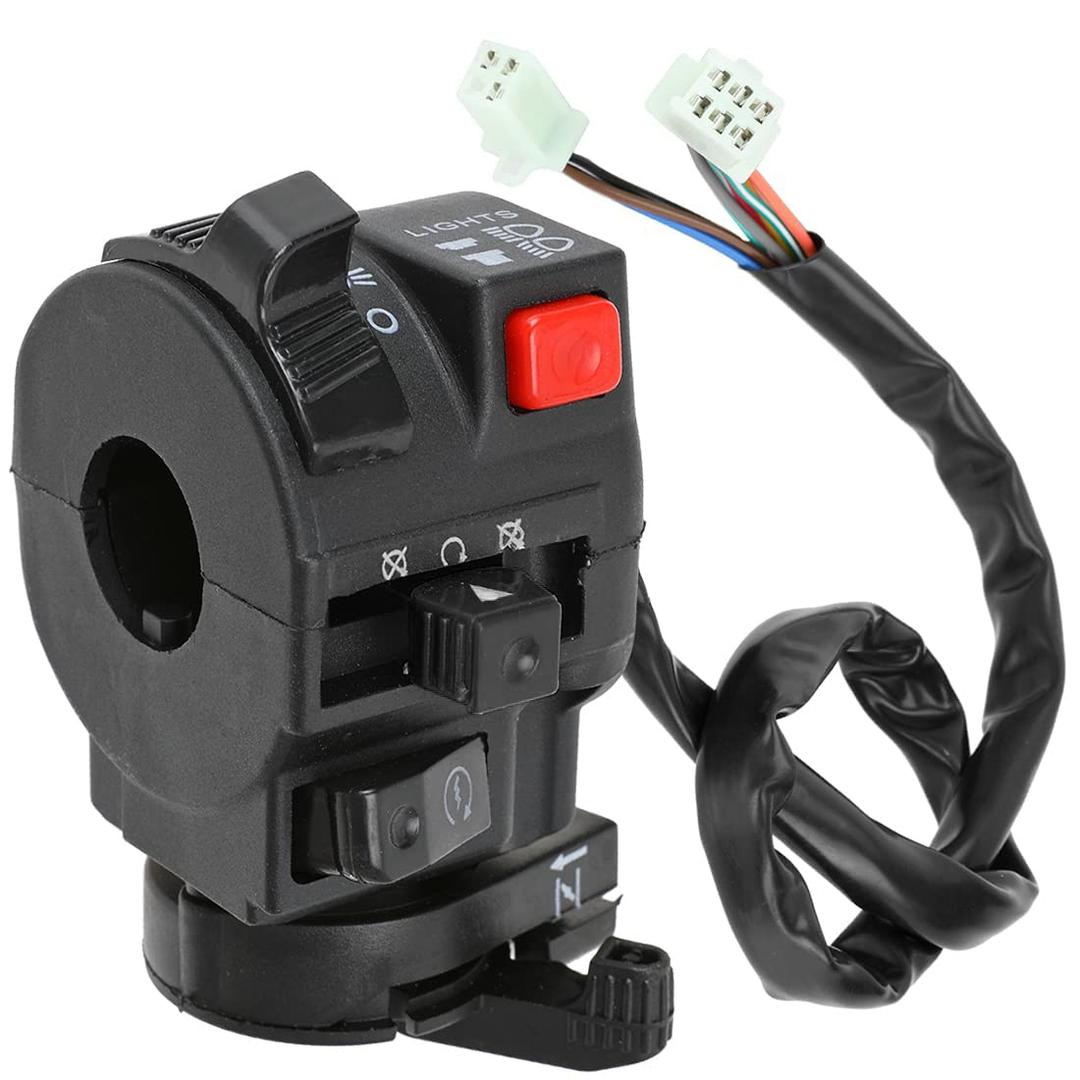FVRITO Left Starter Kill Switch for Tao Tao 50cc 110cc 125cc 150cc 200cc Chinese ATV Quad 4 Wheeler, 5 Function 9 Wire Start Button Light Choke Assembly for Coolster Kayo Icebear Peace Sports Parts