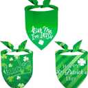 2 x St. Patrick's Day Dog Bandanas 3Pack Lucky Shamrock Costume, Kiss Me I'm Irish Triangle Bibs Adjustable Pet Scarf Accessories for Dogs Cats Medium Green Kerchief Happy Holiday Supplies Outfit