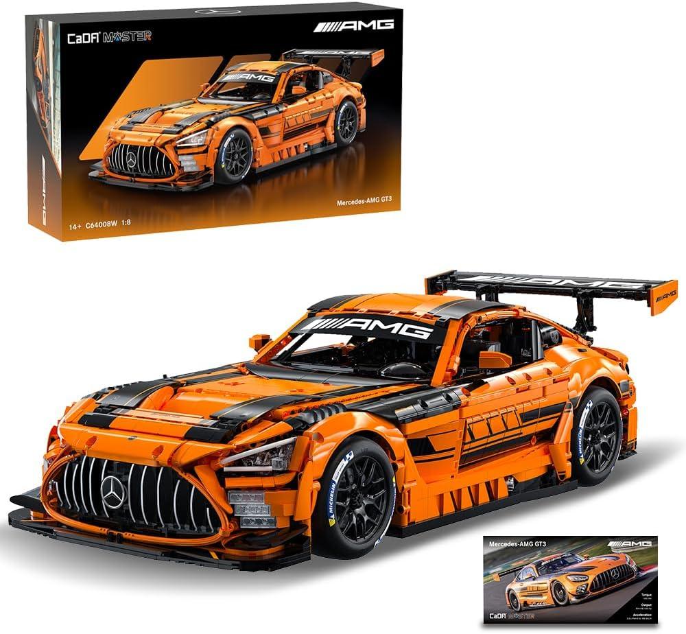 CaDA Master C64008W Mercedes-AMG GT3 Building Set,1:8 Scale – 5466 PCS Officially Licensed Supercar Model, Large Race Car Building Blocks Kit for Adults & Teens, 9.84 x 23.23 x 6.69 inches
