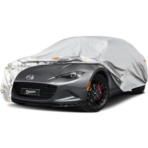 Kayme 6 Layers Car Cover Custom Fit for Mazda Miata MX-5 MX5 (1990-2025) Waterproof All Weather for Automobiles, Outdoor Full Cover Rain Sun UV Protection.Sliver (LM-Silver)