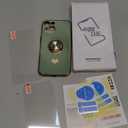 Nonional Compatible for iPhone 13 Case with 2 Pack Screen Protector, 360° Rotatable Ring Holder [Luxury Hearts Pattern] Plating Gold Edge Slim Soft Phone Cover Case for iPhone 13 - Light Green