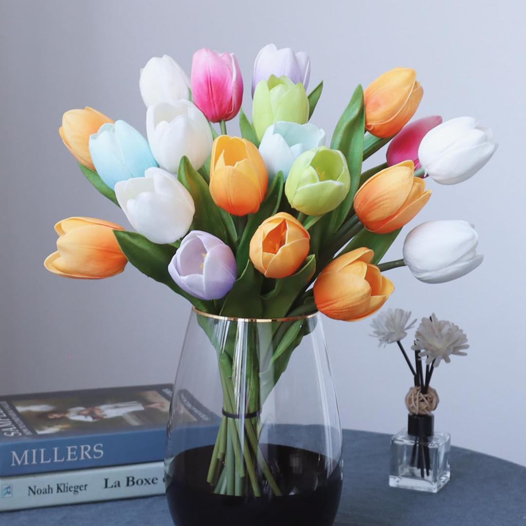 Buart Spring-Colors Tulip Flowers Artificial Luxury Big Tulip Valentine's Day Mother's Day Easter Home Kitchen Wedding Decorations(11pcs) (Luxury Series)