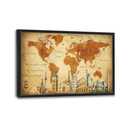 Large World Map Wall Art for Living Room Big Map Wall Decor Travel Cityscape Pictures Nautical Canvas Prints Painting Places of Interest Artwork Decoration for Bedroom Office Framed Gifts 24"x36"