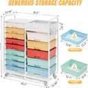 Rolling Storage Cart with 14 Drawers, Storage Organizer Cart with Tabletop and Pegboard,Utility Cart for Living Room, Classroom, Bedroom,Bathroom,Dorm,Office (Rainbow)