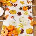 2 x Thanksgiving Fall Table Runner Pumpkins Maple Leaf Fall Runner for Table Seasonal Holiday Autumn Thanksgiving Decoration 13x48 Inch