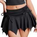 Avidlove Mini Skirt Flowy Stretchy Hem Sexy Y2k Asymmetrical Skirt with Drawstring Ruched Bow Beach Short Skirt Large