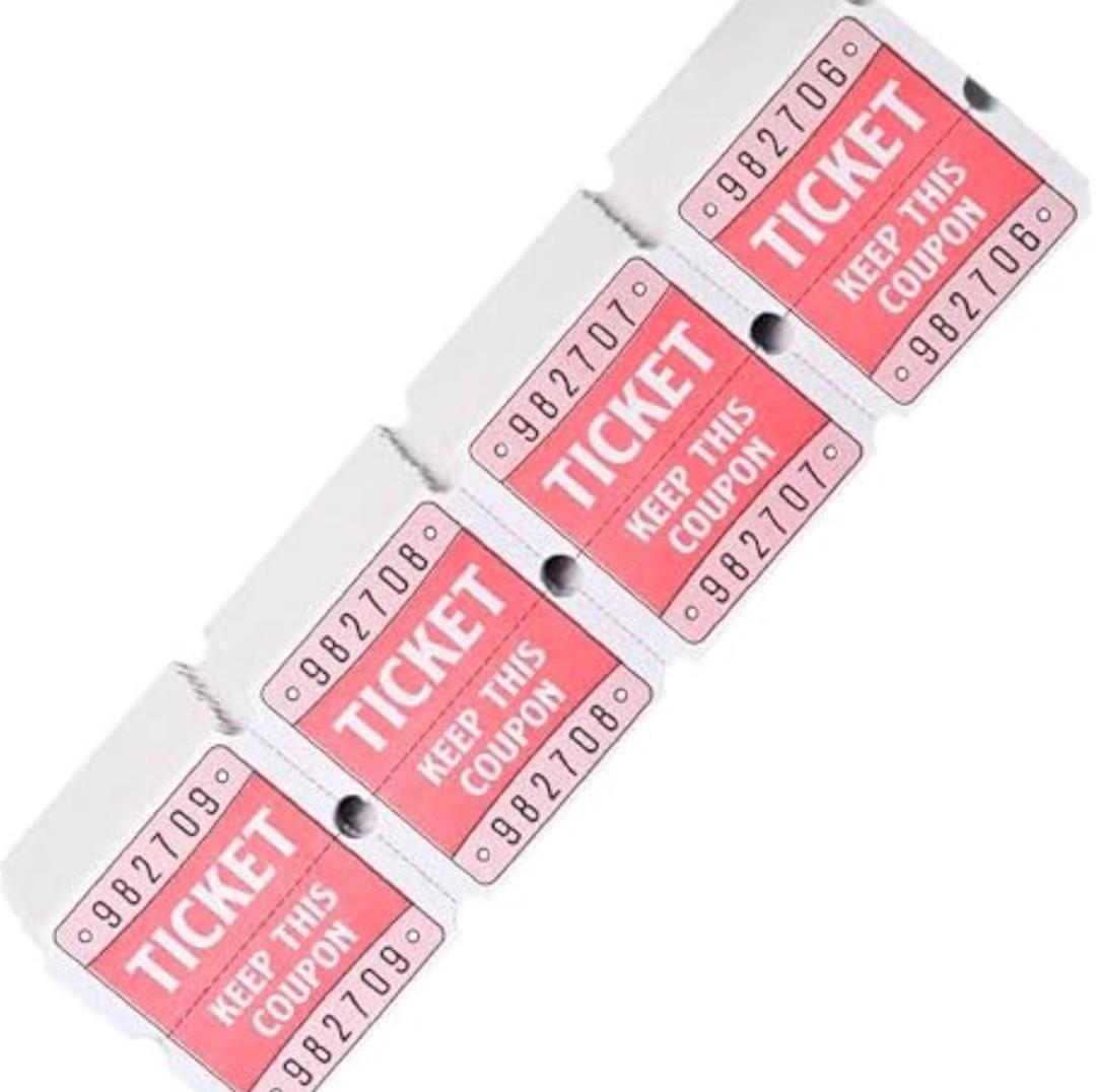 Pack Of 10 L LIKED 200 Raffle Tickets, 50/50 Double Roll Tickets for Event, Raffles, Carnival, Door Prizes and Class Reward (Red)