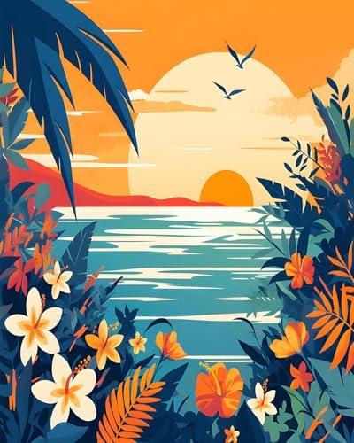 Paint by Numbers Kit for Adults Beginners, DIY Acrylic Paint by Numbers on Canvas, 16x20 Inch, Watercolor Oil Painting Kit for Home Wall Decoration and Gifts