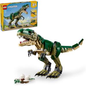 LEGO Creator 3 in 1 T Rex Toy - Dinosaur Toy Building Set for Kids, Boys & Girls, Ages 9+ - 3 Building Options, T-Rex to Triceratops to Pterodactyl - Gift Idea for Birthdays - 31151