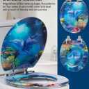 Angol Shiold Round Ocean Resin Toilet Seat Slow Close Quick Release Metal Zinc Alloy Hinge Easy to Install also Easy to Clean, Decorative Acrylic Seats (16.5 Inch, Blue Dolphins)