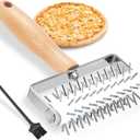 Pizza Dough Docker, Professional Dough Roller with Stainless Steel Spikes Wood Handle, Sturdy Pizza Docking Tool for Home & Commercial Kitchen, Time-Saver for Making Pizza Pie Pastry Bread