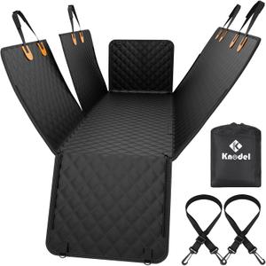 K KNODEL Dog Seat Cover, 100% Waterproof Car Seat Cover for Pets, Pet Seat Cover Dog Hammock, Heavy Duty Scratch Proof Pet Back Seat Covers, Zippered Side Flaps for Cars, Trucks and SUVs (Black)