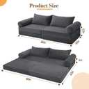 MeMoreCool Convertible Sofa Bed Queen, Corduroy Folding Couch Bed, Grey, 80" Queen