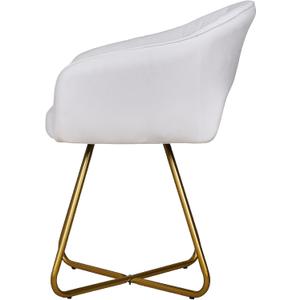 VECELO Velvet Accent Chair, Luxury Vanity & Dining Chair with Gold Cross Base, Upholstered Armchair for Living Room, Bedroom, Home Office, Pearl White