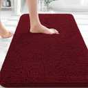 OLANLY Bathroom Rugs 36x24, Extra Soft Absorbent Chenille Bath Rugs, Rubber Backing Quick Dry, Machine Washable Bath Mats for Bathroom Floor, Tub and Shower, Home Decor Accessories, Burgundy