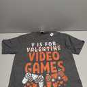 V is for Video Games Funny Valentines Gamer Boy Men Kids T-Shirt Gray, M