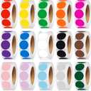 7500 Pcs 3/4 in Round Color Coding Labels Roll Adhesive Solid Colors Dot Stickers Assorted Colored Circle Dot Label for Back to School Inventory Organize File Classification, 15 Colors