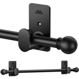 Curtain Rods No Drilling for Windows 30 to 120 Inches,5/8 Inch Diameter No Drill Curtain Rod Set with 3M Adhesive Brackets, Black