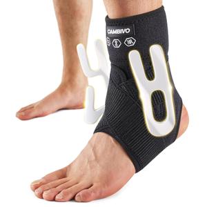 CAMBIVO Ankle Brace for Sprained Ankle, Adjustable Ankle Support with Compression Strap for Women & Men, Lace up Ankle Stabilizer for Achilles Tendonitis, Injury Recovery (Medium - Left) (Black (Left Foot))