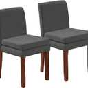 Aoowow Upholstered Dining Chairs, Modern Dining Room Chairs Set of 2 with Thick Padded Cushion Seat, Linen Fabric Kitchen Dining Room Chairs, Farmhouse Dining Chairs with Wood Legs, Ergonomic Back (Grey)