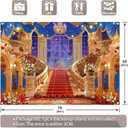 7x5ft Fabric Love Day Wedding Hall Backdrop Glitter Golden Staircase Floral Rose Curtain Photography Background Romantic Party Decorations Photo Booth Banner