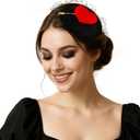 2 x Mini Beret Hearts Headpiece Valentines Day Fascinator for Women Derby Tea Party Wedding Veil Hats