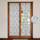 Linen French Door Curtains Set of 2, Elegant Country Style Retro Orchids Front Door Curtain Dual Rod Pocket Tiebacks Included, 25" W x 72" L