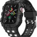 T-ENGINE Compatible with Apple Watch Series 9 8/7 45mm SE 6/5/4/3 44mm 42mm, Rugged Case with Band for Men Women (45mm/44mm/42mm,41mm/40mm/38mm) (Black)