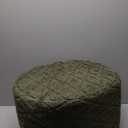 Fluffy Round Ottoman Pouf with All-in-One Foam Filling 20" x 14" Furry Ottoman Foot Rest Foot Stool for Living Room or Bedroom (Green)