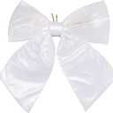 3 x allgala Christmas Decorative Metallic Foil Fabric Bows for Wreath Garland Christmas Tree Chair Wedding-2 Pack-14 (30x35cm)-White-XBW92381