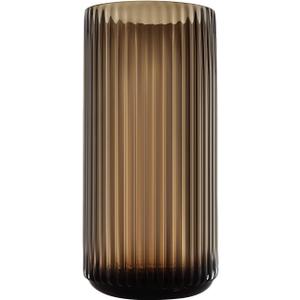 Large Cylinder Ribbed Brown Glass Flower Vase for Farmhouse Dining Table Centerpieces Decor (9.8")