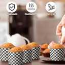 Qinyoung 150 Pcs Race Car Checkered Cupcake Wrappers Liners Black and White Paper Baking Cup Greaseproof Disposable Scalloped Checkered Flag Muffin Case for Racing Car Birthday Party Baby Shower Decor