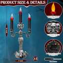 [ Extra Large ] 2 Pack Halloween Candelabra with LED Flame Less Candles Holder Battery Operated Flickering Lights Skull Candles for Halloween Decorations Indoor Home Table Party Haunted Mansion Decor