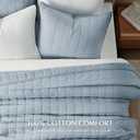 EVERGRACEHOME 100% Cotton Box Stitch Quilt Bedding Set King Size 3 Pieces, Garment-Washed Lightweight Soft Cozy Coverlet, Oversized Quilted Bedspread Sets with 2 Shams for All Season, Blue Linen | Box Stitch Design, 100% Cotton, Soft, Oversized, Pre Washed, Oeko-Tex Certified