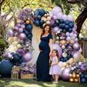 Navy Blue Purple Balloon Arch Double Stuffed Dark Blue Pastel Lavender White Sand Ivory Balloon Garland Kit Clear Bobo Metallic Lilac for Baby Shower Wedding Birthday Mother Day Graduation Party Decor