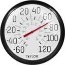 Taylor Big and Bold Wall Thermometer, Indoor Outdoor Thermometer, Wireless Thermometer with Easy to Read Numbers for Patio, Pool, and Indoor Areas, 13.25-inch, Black