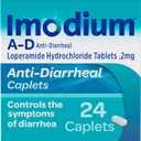 Imodium A-D Diarrhea Relief Caplets with Loperamide HCl, Anti-Diarrheal Medicine to Help Control Symptoms of Diarrhea Due to Acute, Traveler's Diarrhea, HSA/FSA Eligible, 24 ct, Exp Date: 2028/FEB