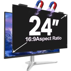 Magnetic 24 Inch Privacy Screen for Computer Monitor 16:9 Aspect Ratio, Hanging Removable Anti-Blue/Glare Protector Film, Anti Spy Desktop Security Private Filter 24in