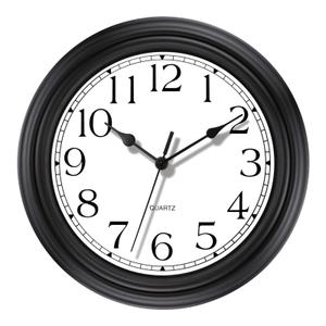 Foxtop Silent Non-Ticking Round Classic Clock Retro Quartz Decorative Battery Operated Wall Clock for Living Room Kitchen Home Office (12 Inch, Black)